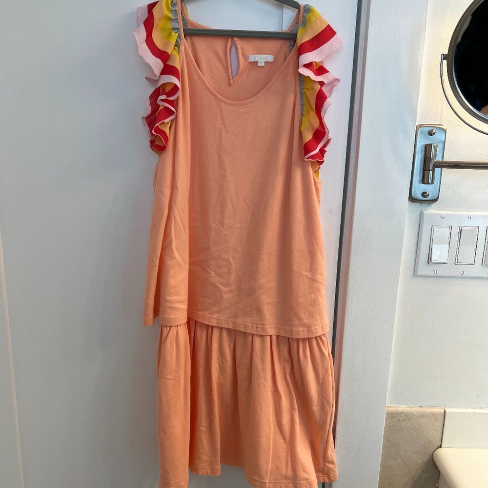 Chloé Teen Girls Pink Ruffle Sleeve Dress Size 12